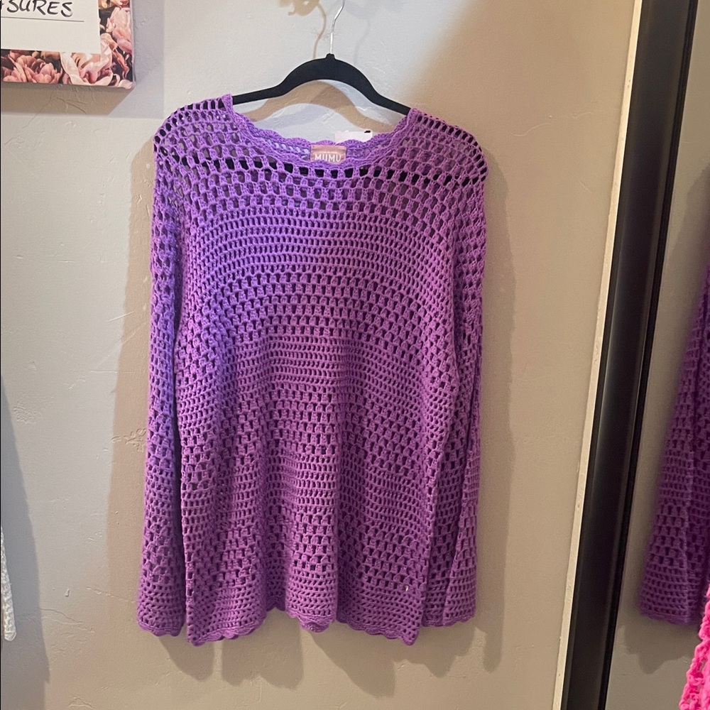 Show Me Your MuMu Pink Crochet Swim Coverup